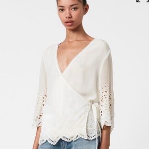 All Saints Zariah Eyelet Wrap Top